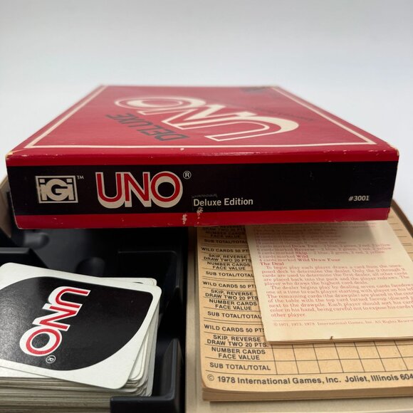 Deluxe Uno Card Game 1978 By International Games Complete With Box Cards & Score - Picture 4 of 14